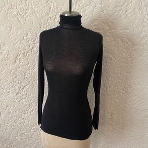 Intimissimi Modal Cashmere Ultralight High Turtle Neck Top Black Size Small